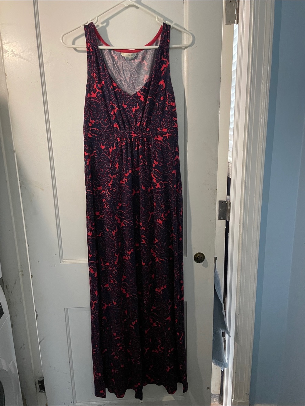 Boden Navy Maxi Dress with Pink Floral Print